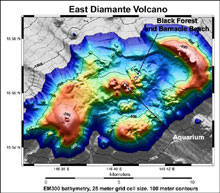 The summit of Diamante volcano, created from an EM300 grid.