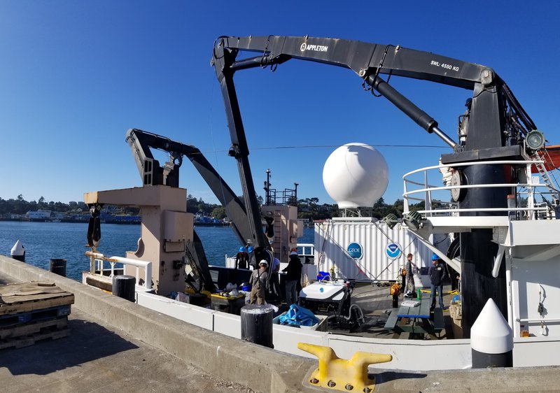 VSAT Antenna:  Streaming of the live video is possible because of the satellite antenna system under the white dome.  The system packs up into the container it is mounted on.