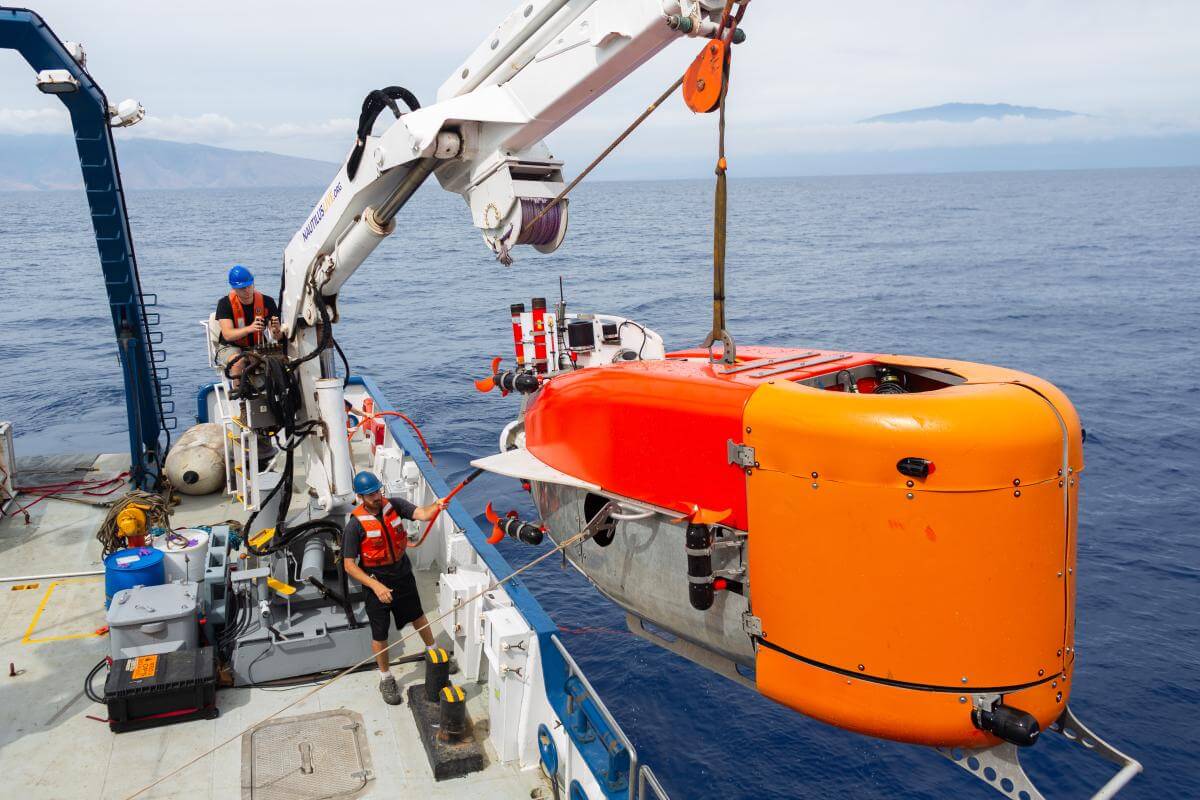 An image of a deck chief and ROV pilot in the middle of a NUI launch