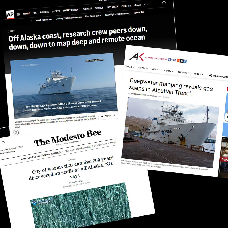 Screenshots of NOAA Ocean Exploration in the news