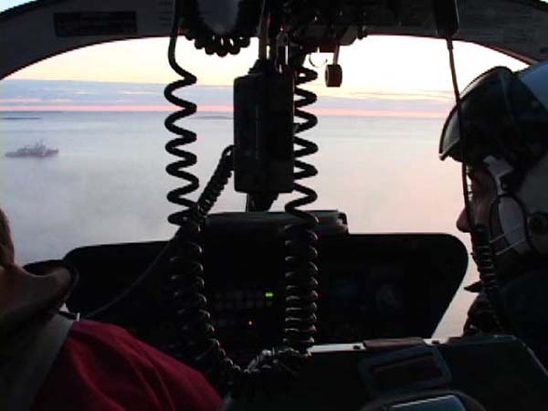 view from the helicopter's cockpit