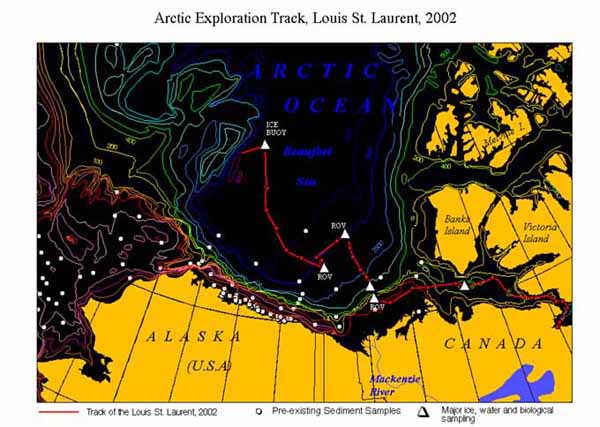 2002 Arctic Exploration cruise track from August 14th until August 24th.