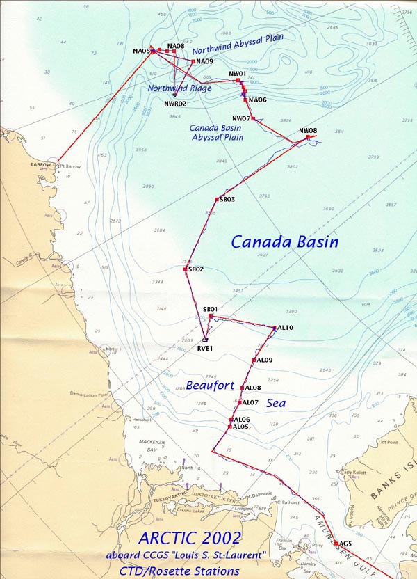 Map of the Louis' route and CTD casts