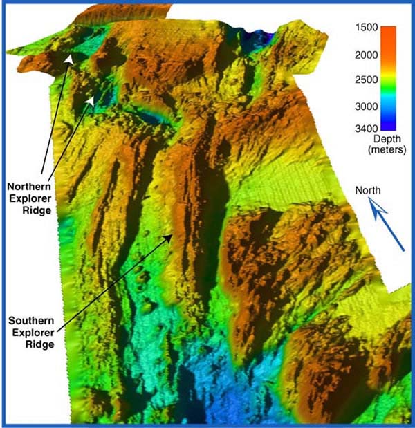 3-D image of Explorer Ridge