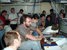 Scientists in control room for a glimpse of the Magic Mountain region