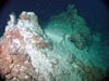 Two anhydrite and sulfide chimneys at Majestique vent field.