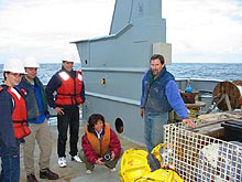 The science team deploying the transponders