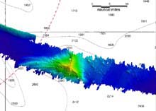 A digital terrain model of a seamount southwest of Gardner Pinnacles
