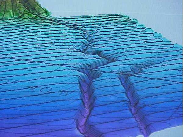 A 3-dimensional view of Hudson Canyon.