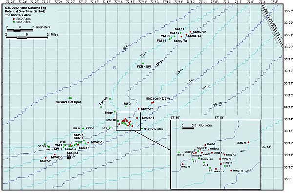 Detailed chart of the Steeples research site