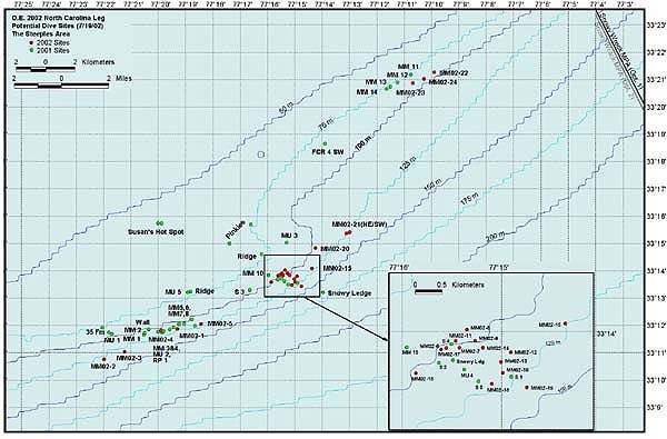 Detailed chart of the Steeples research site