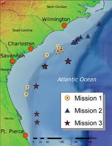 summary map of expedition submersible dives