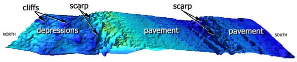 3-D visualization map of the Charleston Bump