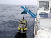 ROV being launched to search out the Snowy Wreck.