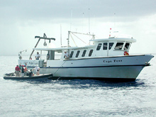 Ten media representatives were invited to tour the R/V Seward Johnson while it was out at sea.