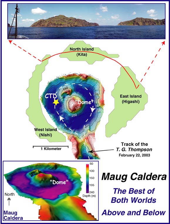 Map and photo of Maug caldera