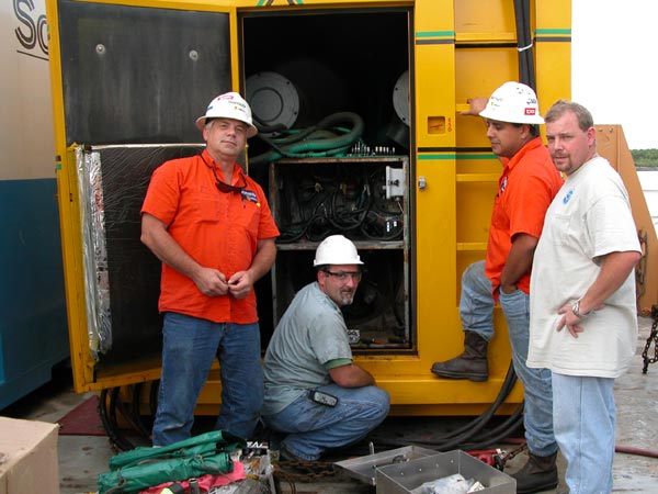 Welch Generator replaces the burned out generator parts with the assistance of technicians from Sonsub and C&C Technologies