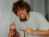 Mercer Brugler holds up a black coral specimen