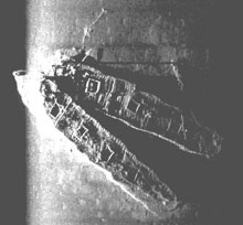 A 2002 sidescan image of the Frank A. Palmer and Louise B. Crary.