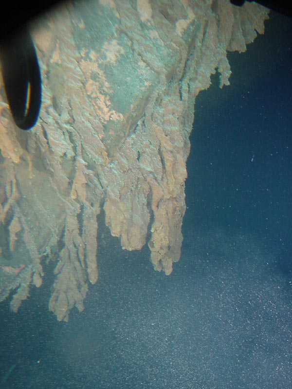 Rusticles growing down the stern of Titanic.
