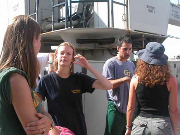 First Alvin dive for Geogia Tech graduate student Rob Martinez and College of William and Mary undergraduate Julianne Pupa.