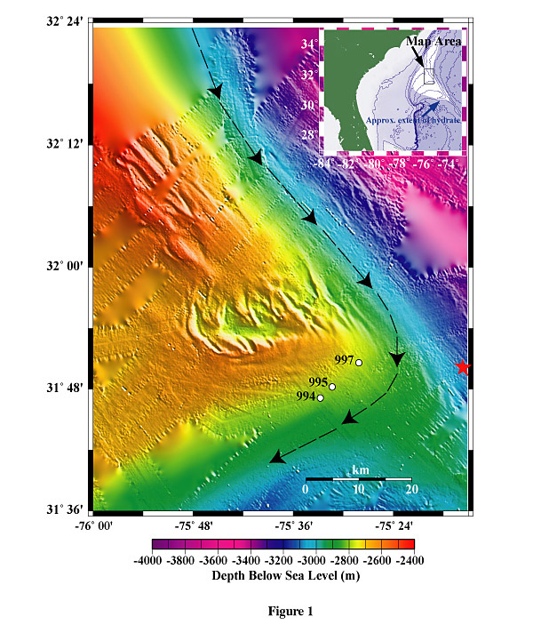 Seismic data obtained over the Dive site during the Blake 2000 cruise