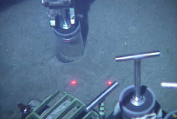 Push core inserted in sediment