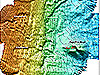Seabeam bathymetric map near the head of the Cape Fear submarine slide and the Cape Fear salt diapir