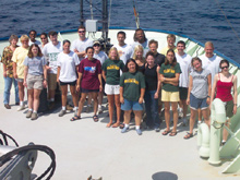 The 20 science party members for Windows to the Deep expedition.