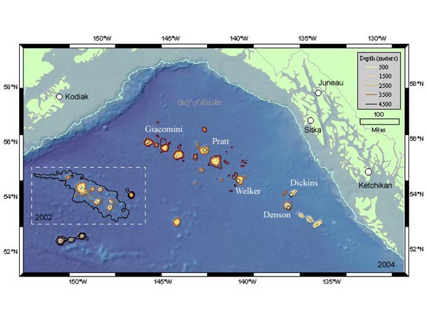 Gulf of Alaska Seamount Expedition 2004 Dive Sites.