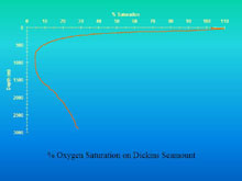 Oxygen concentration is extremely low at mid depths on seamounts.
