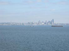 The Seattle skyline as seen from Puget Sound. 