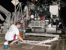 A few members of the science party worked to re-engineer the optical jelly on the Eye-In-The-Sea.