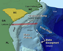 map of southeast U.S. continental margin