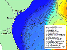 This map displays the thirteen dive sites of the Estuary to the Abyss Expedition.