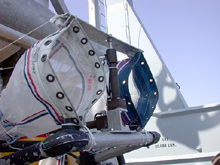 plankton nets are mounted on the bumper bar of ROPOS, and are used to collect plankton above the hydrothermal vent sites