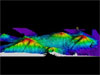 Multibeam map processed into three-dimensional image of Manning seamount complex.