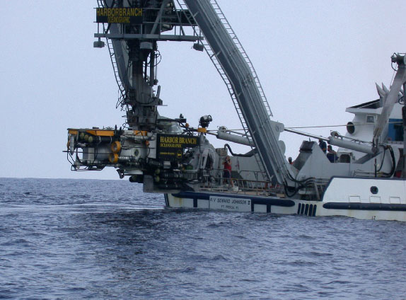 Figure 3.  The Johnson-Sea-Link four person submersible combined with the large oceanographic ship provide a suite of powerful tools for sampling the ocean from surface to at least 1000 m.
