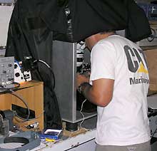A copepod being prepared for an electrophysiological experiment A copepod being prepared for an electrophysiological experiment