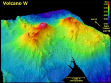 Two-dimensional map view of submarine Volcano-W.