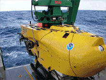 Pisces V is deployed off the back deck of the KoK.