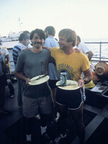 Alex Malahoff and Dan Fornari, during the 1980 Galapagos expedition.