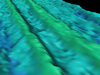 This low-resolution bathymetric map shows us the average seafloor depth of a 200m square area.