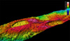 The recently collected EM-300 data revealed these two back-to-back calderas.