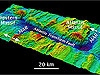 Perspective view of several massifs along the Atlantis Transform Fault