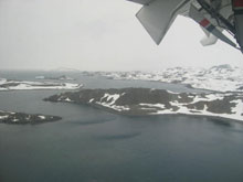 Our first view of the King George Island, Antarctica, coastline.