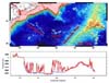 Map of the entire track of the hotspot that formed the New England Seamounts and other associated volcanoes.