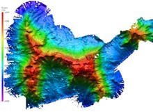Bathymetry of the Lyman Seamount, shaded relief map.