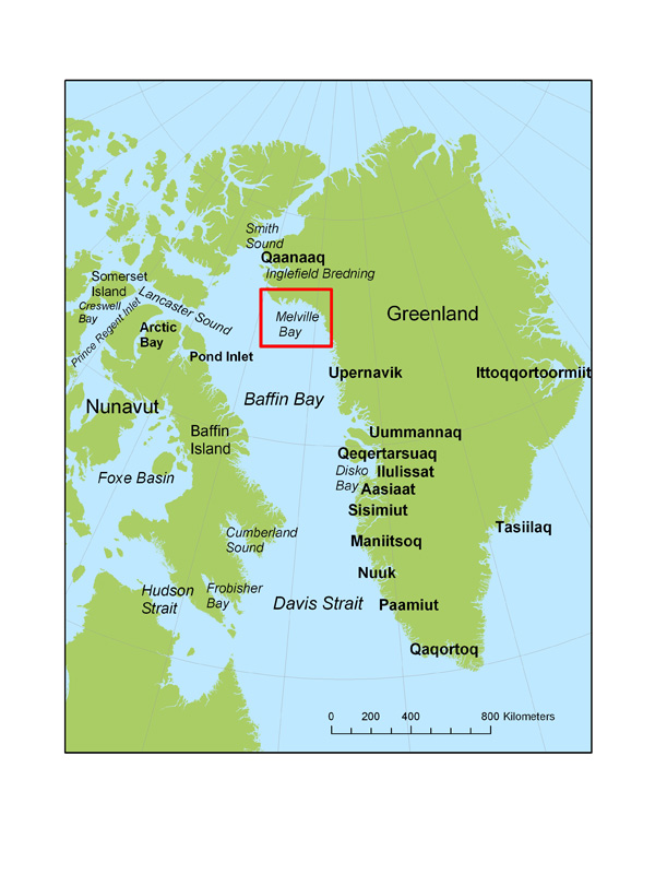 Map of West Greenland with Melville Bay