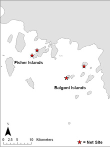 Map of net sites in Melville Bay to catch narwhals